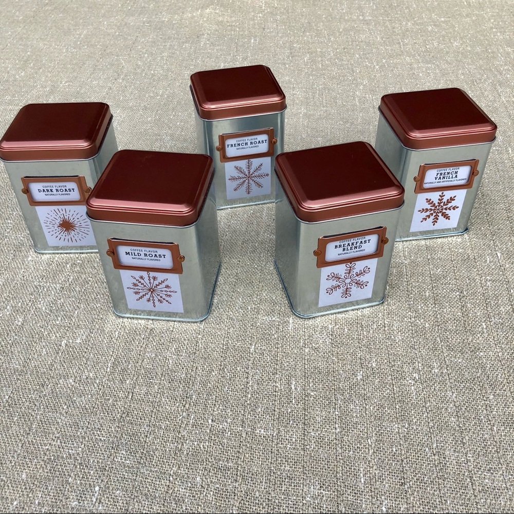 Set of Copper & Galvanized Coffee Tins Home Decor